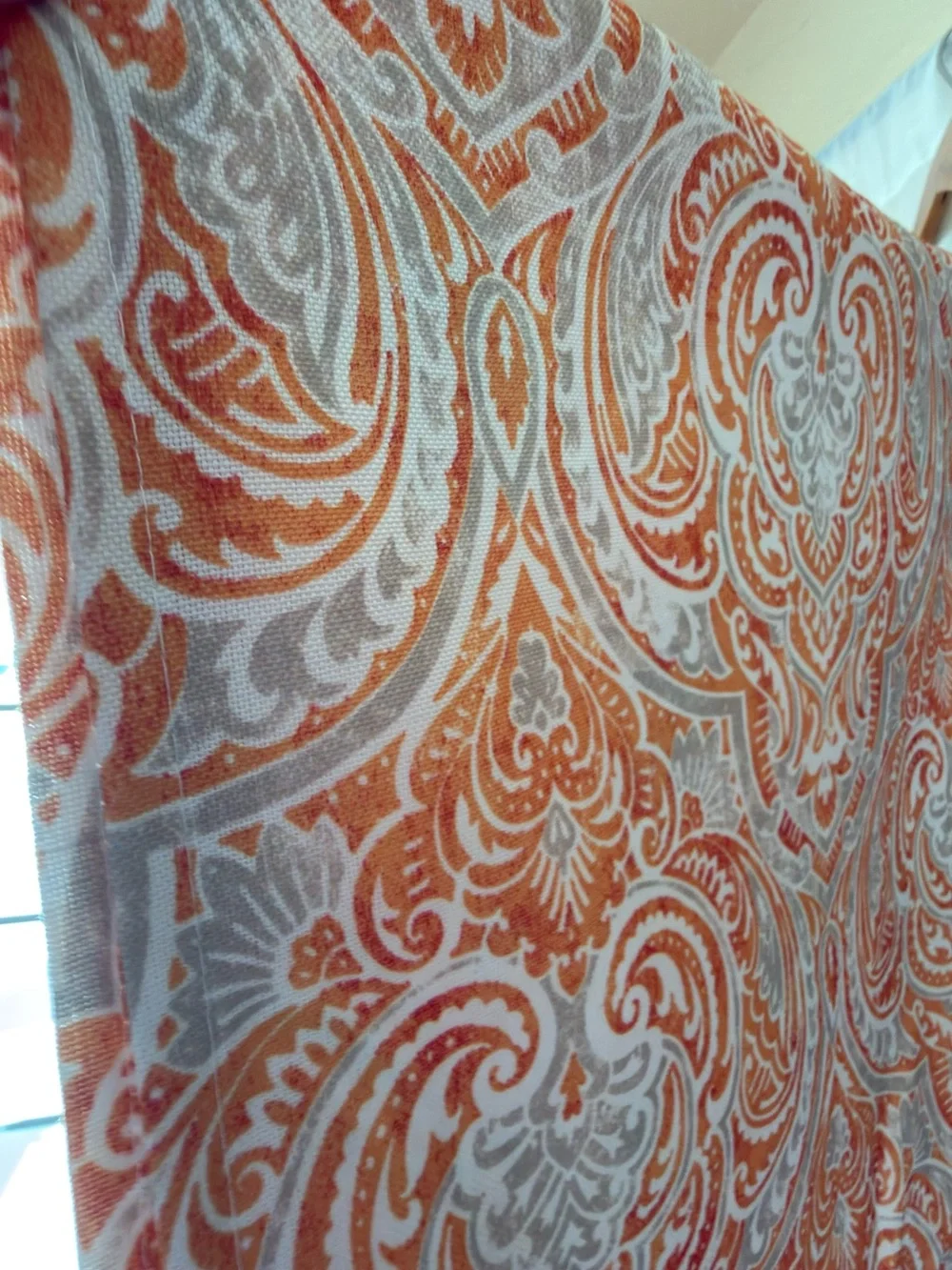 🍊☀️ Cynthia Rowley Orange & Taupe Large Rectangle Tablecloth ☀️🍂